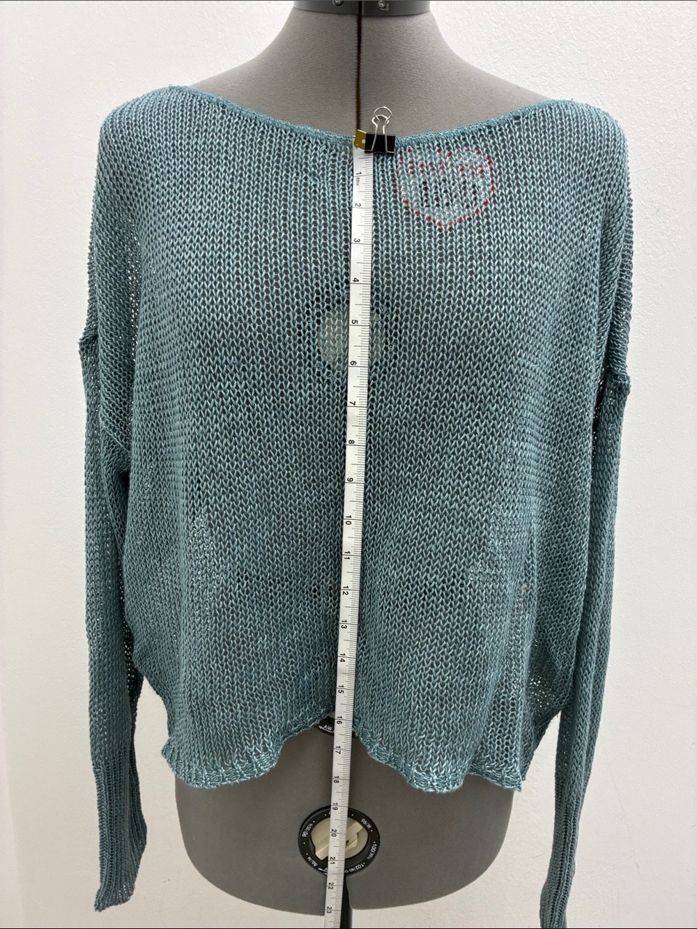 Ralph Lauren Teal Open-Weave Off-the-Shoulder Sweater - Picture 7 of 8